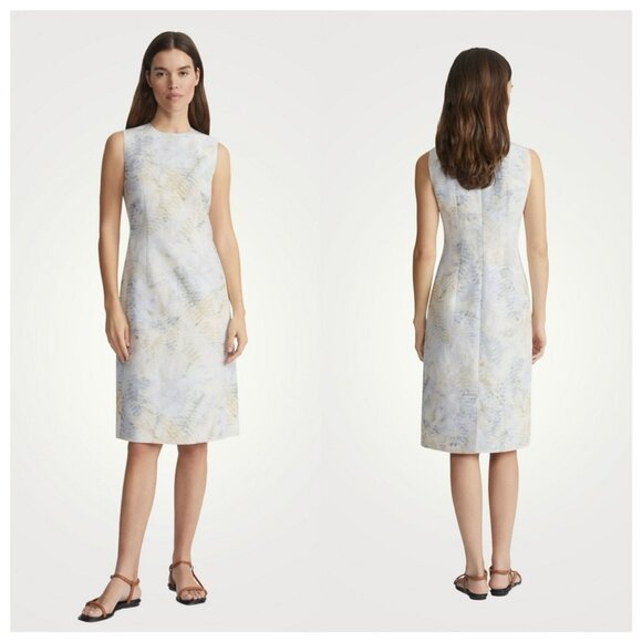 LAFAYETTE 148 NEW YORKHarpson Linen-Blend Sheath Dress Eco Fern Print US 4 $1698 - Picture 1 of 8